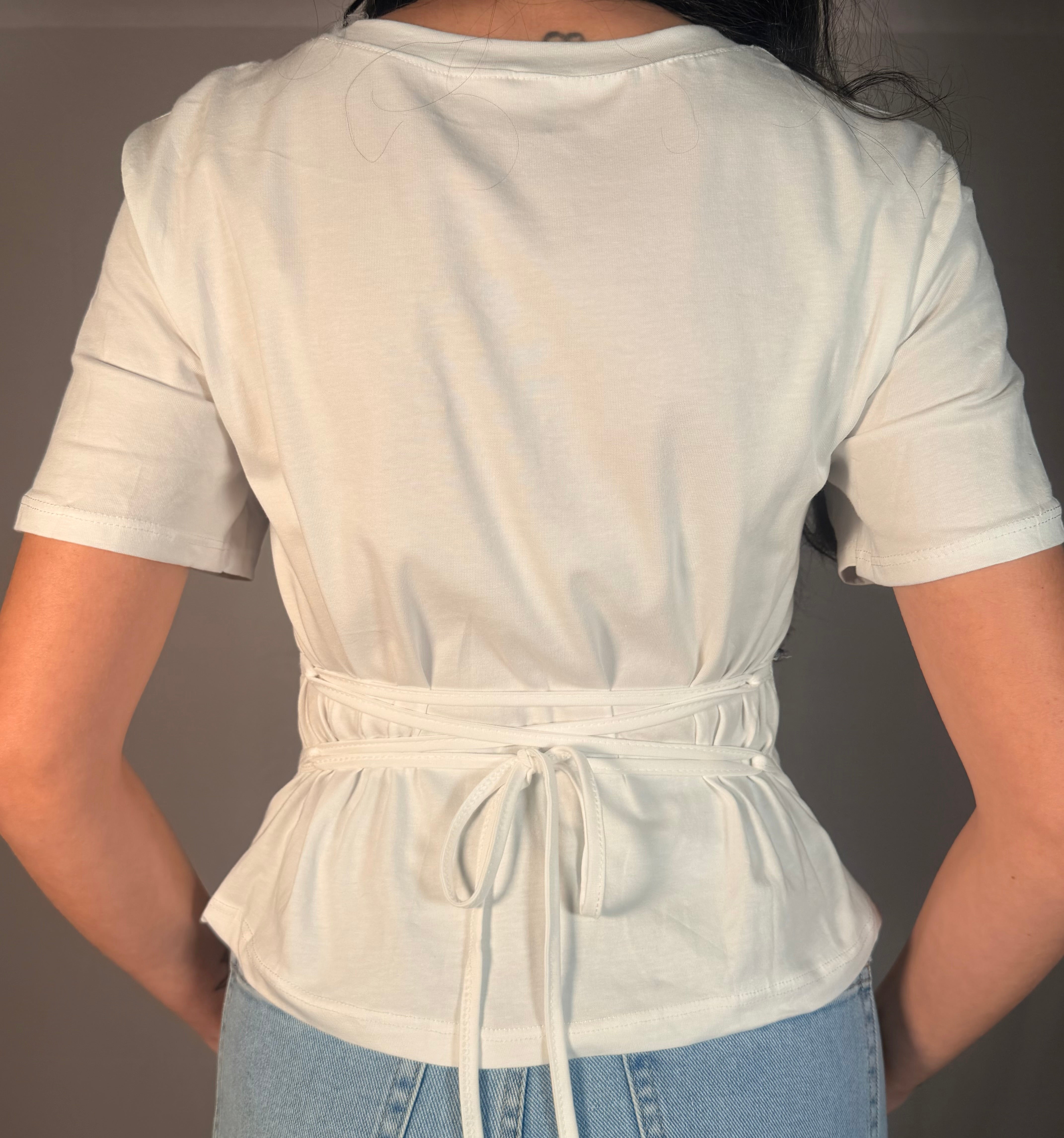 T-Shirt con corpetto in jeans 100% cotone