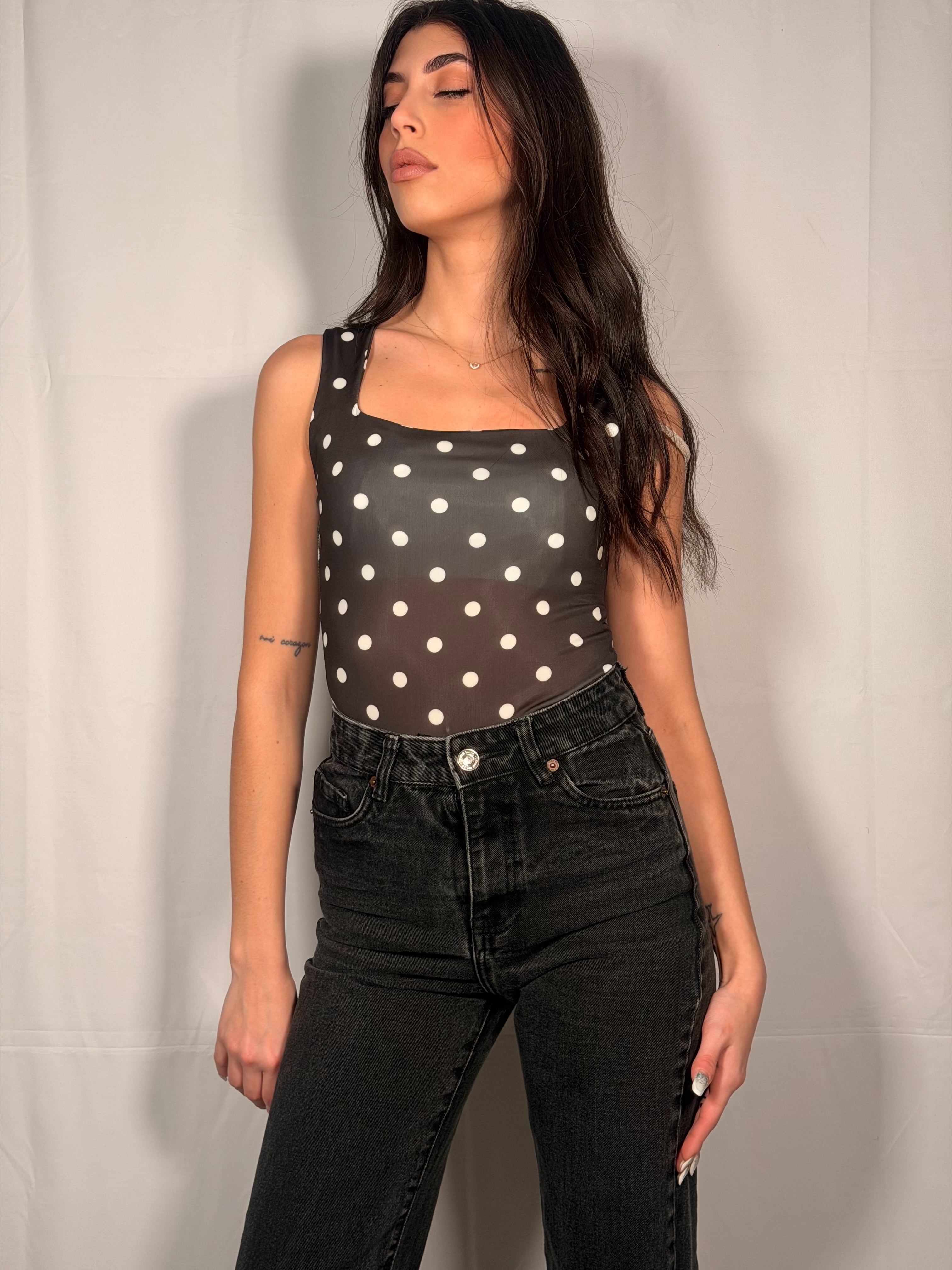 Body Pois Nero e Bianco