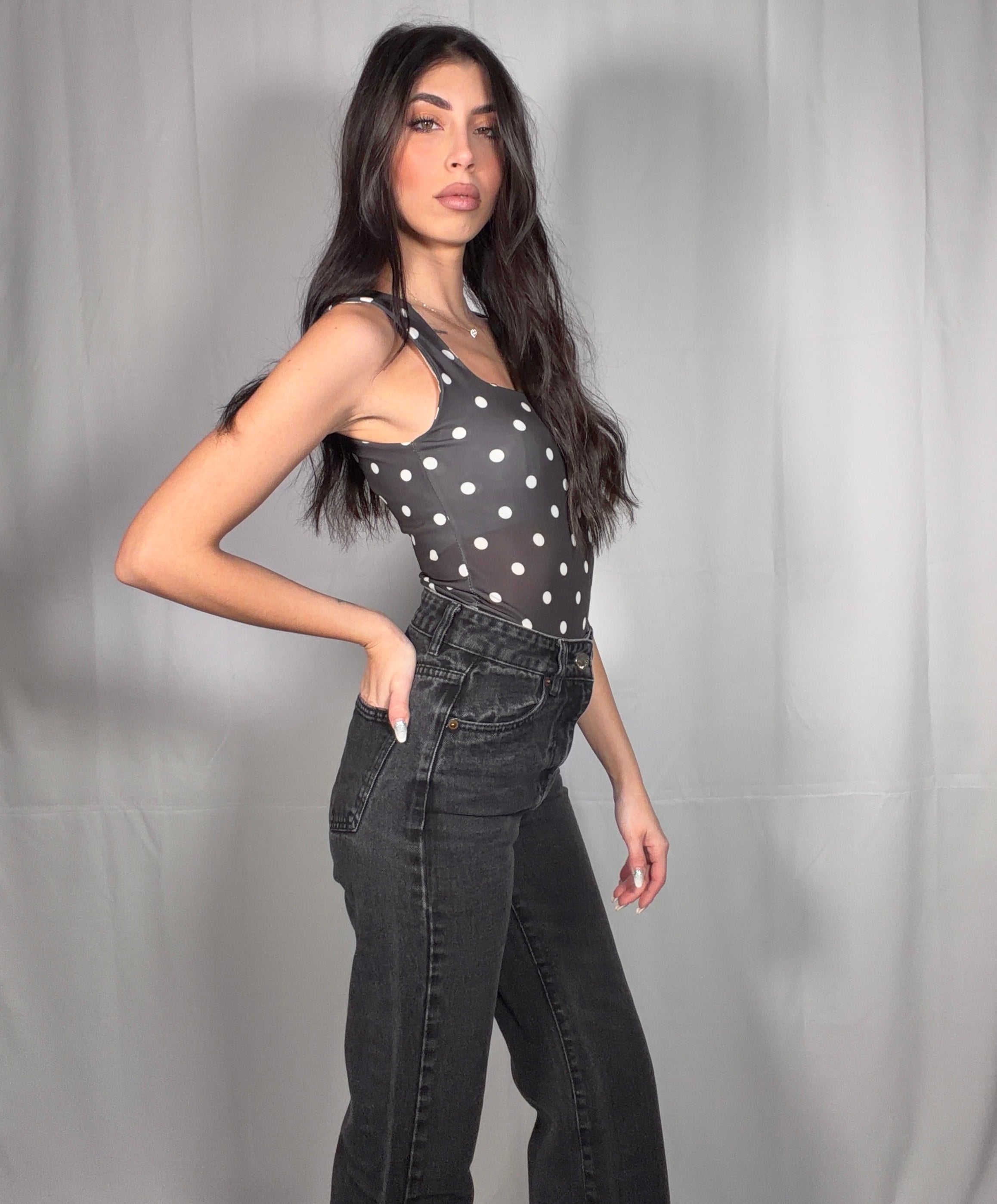 Body Pois Nero e Bianco